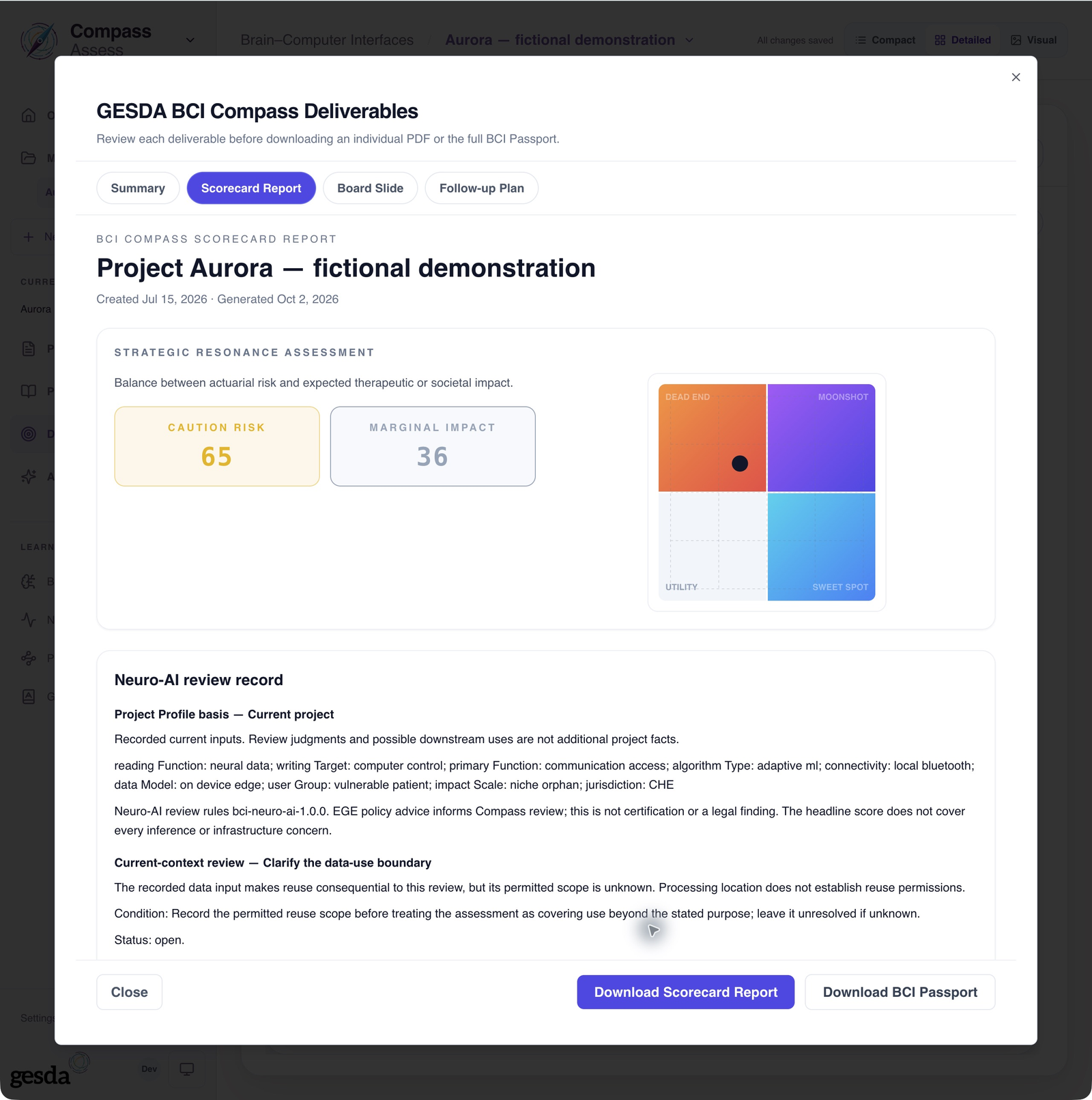 Passport preview for the fictional Aurora documentation assessment