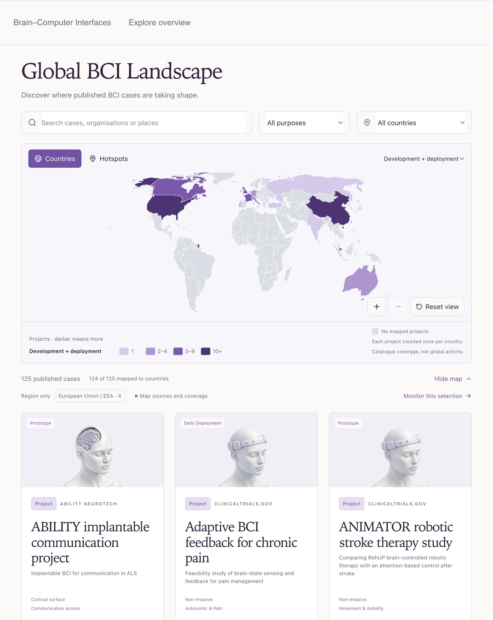 Published BCI case browser used to inspect individual catalogue records